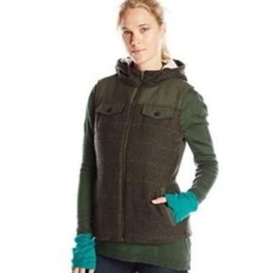 Prana Ava Vest Wool Blend Green Small Sherpa Hood